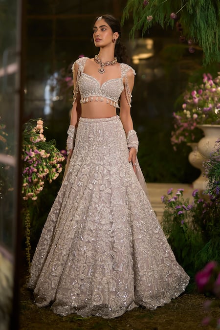 Seema Gujral Tonal Floral Embellished Lehenga Set 