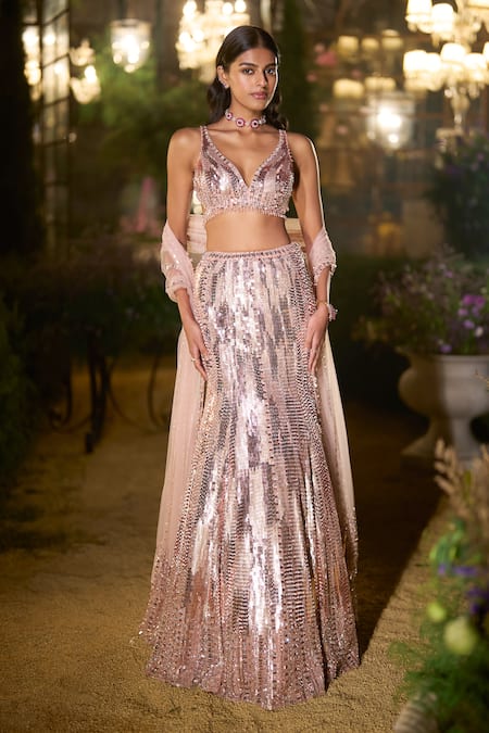 Seema Gujral Sequin Embellished Skirt & Blouse Set 