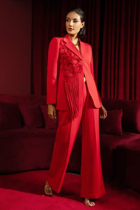 Vidhi Wadhwani Braided Applique Work Jacket & Pant Set