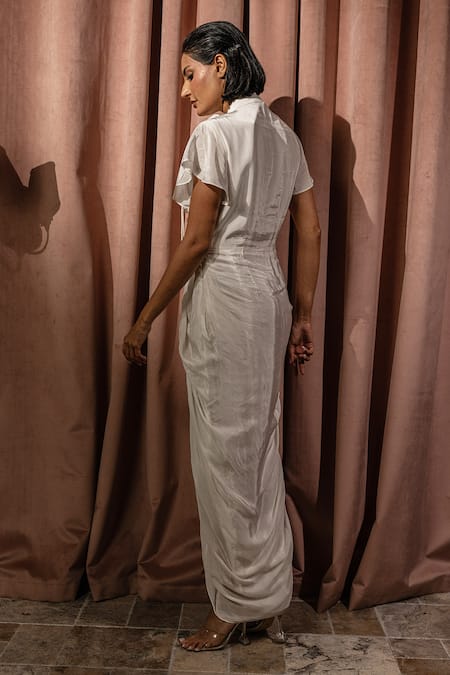 Vidhi Wadhwani Laira Braided Yoke Draped Maxi Dress