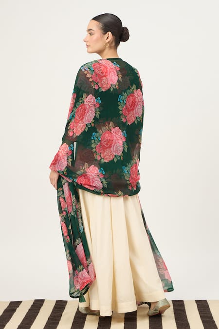 Dot Flora Print Kurta Sharara Set 