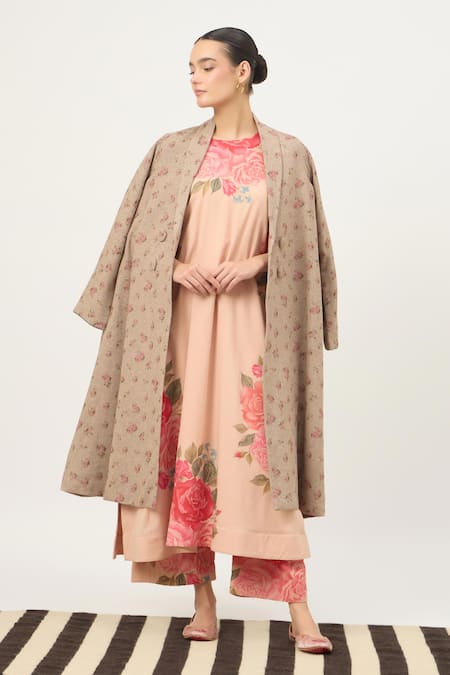 Dot Rose Print Trench Jacket 
