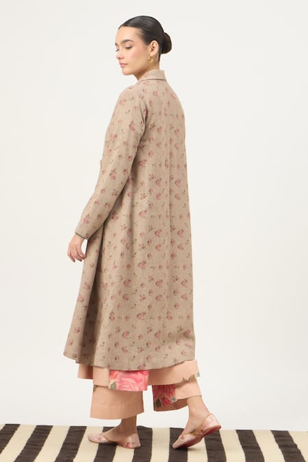 Dot Rose Print Trench Jacket 