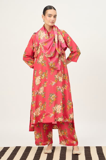 Dot Floral Print Scarf 