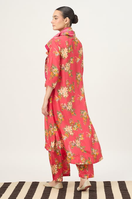 Dot Floral Print Scarf 