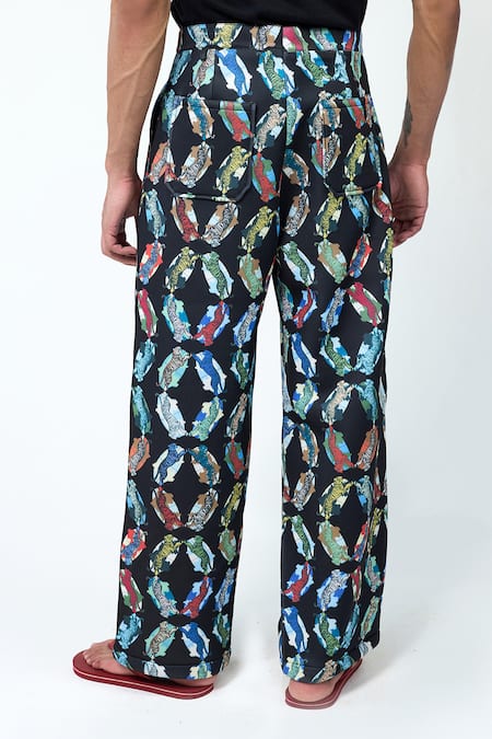 Buy_Triune_Black Neoprene Tiger Cosmo Play Pant _Online_at_Aza_Fashions