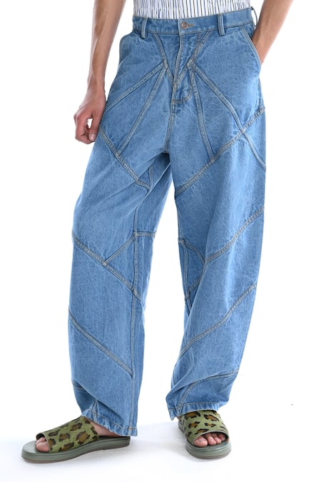 Triune_Blue Denim Daddys Balloon Fit Pant _Online_at_Aza_Fashions
