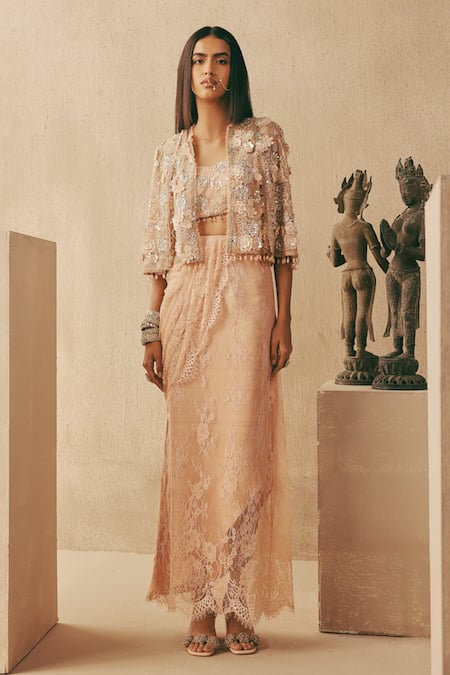 Twenty Nine Mirrorwork Beadwork Net Cape 