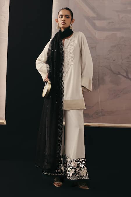 Twenty Nine Contrast Embroidered Hem Palazzo