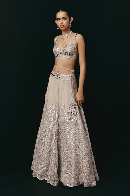 Twenty Nine Mirrorwork Net Lehenga 