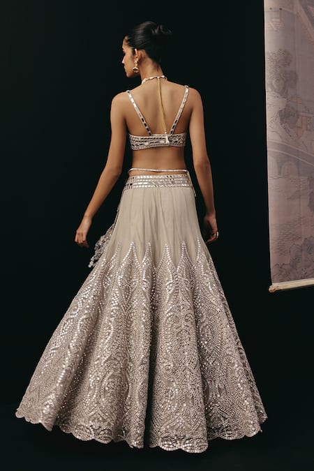 Twenty Nine Mirrorwork Cape Lehenga Set 