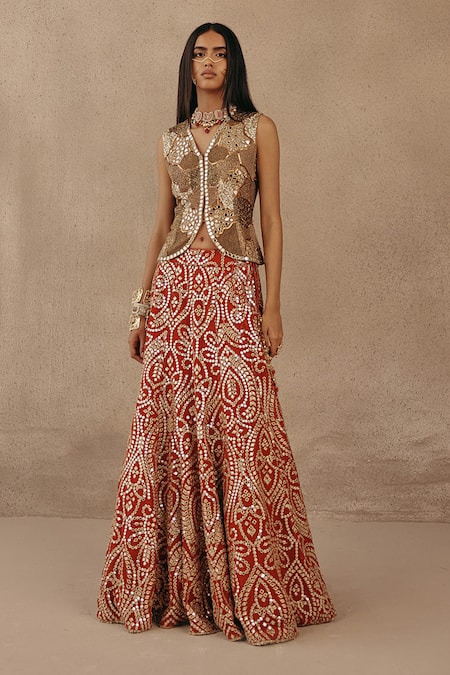 Twenty Nine Mirrorwork Jacket & Lehenga Set 