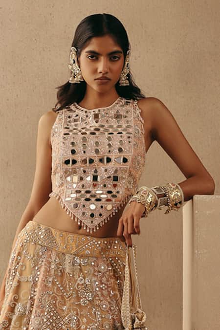 Twenty Nine Hand Embroidered Rose Jaal Corset 