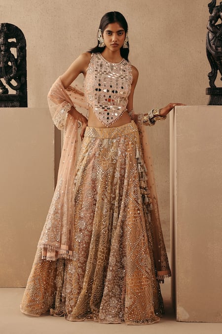 Twenty Nine Floral Mirrorwork Lehenga Set 