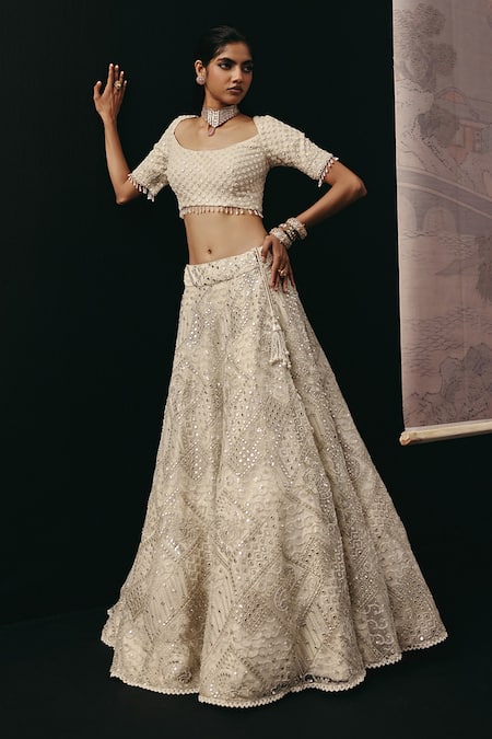 Twenty Nine Mirrorwork Net Lehenga Set 
