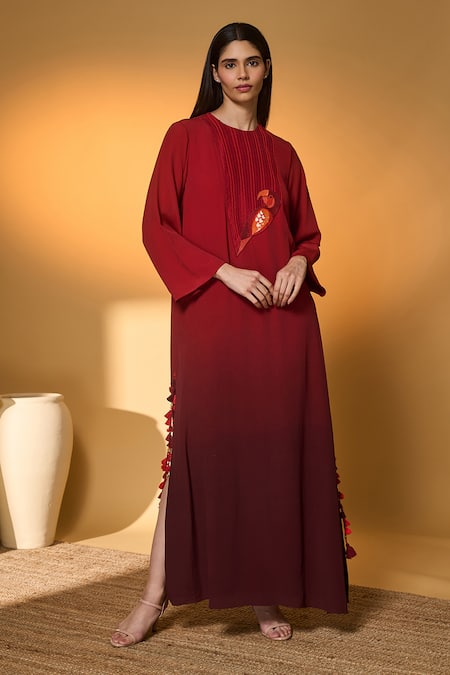 Masaba Scarletwing Flock Crepe Silk Kaftan 