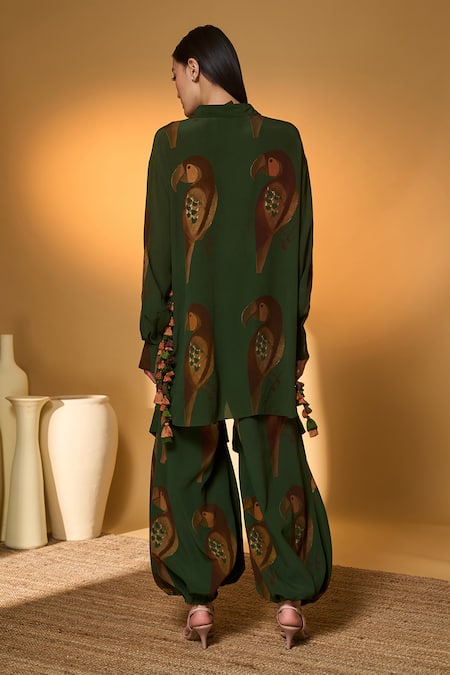 Masaba Olive Chirpy Chase Shirt & Pant Set 