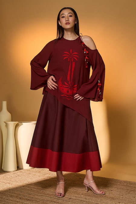 Masaba Lunar Lagoon Asymmetrical Top With Skirt 