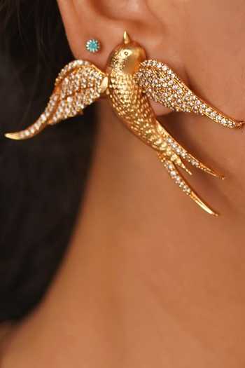 MRJEWELS_Gold Plated Crystals Bird Statement Embellished Pendant Necklace Set _Online_at_Aza_Fashions