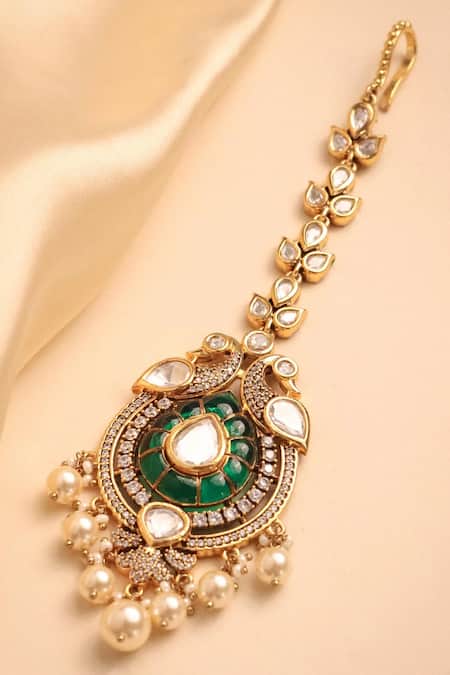 MRJEWELS Polki Embellished Maang Tikka 