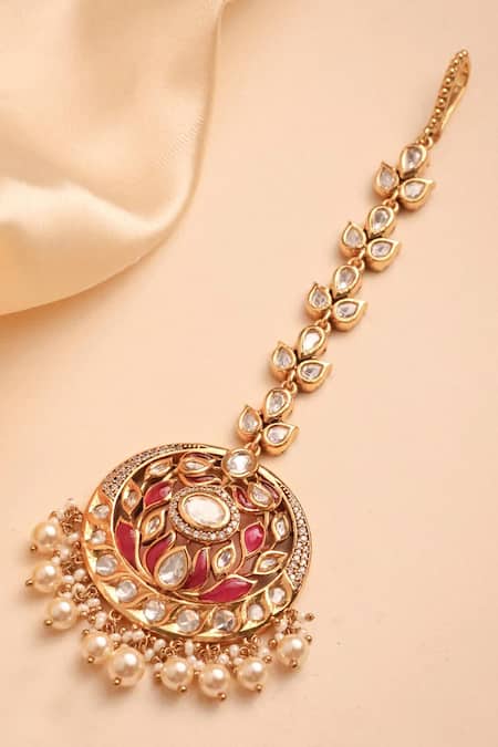 MRJEWELS Kundan Polki Maang Tikka 