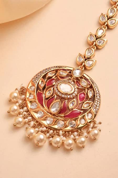 MRJEWELS Kundan Polki Maang Tikka 