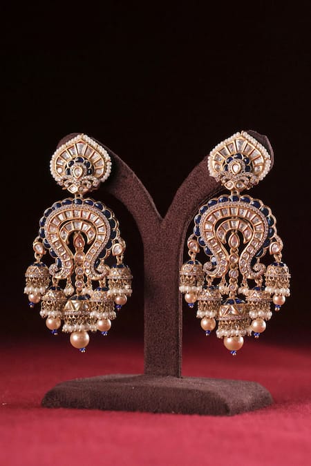 MRJEWELS Ravya Polki Pearl Embellished Earrings 