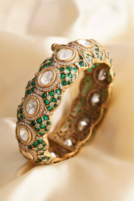 MRJEWELS Statement Kundan Polki Bangle - Single Pc 