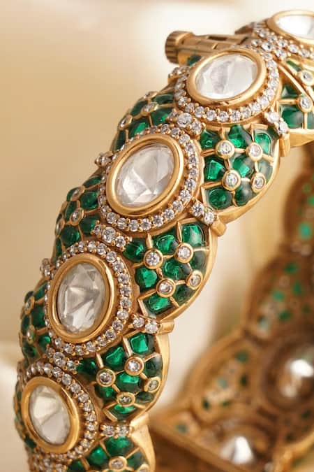 MRJEWELS Statement Kundan Polki Bangle - Single Pc 