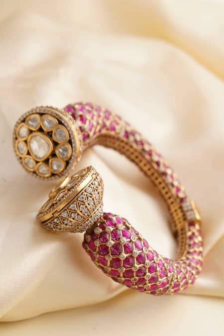 MRJEWELS Meenakari Designer Statement Polki Bangle - Single Pc 