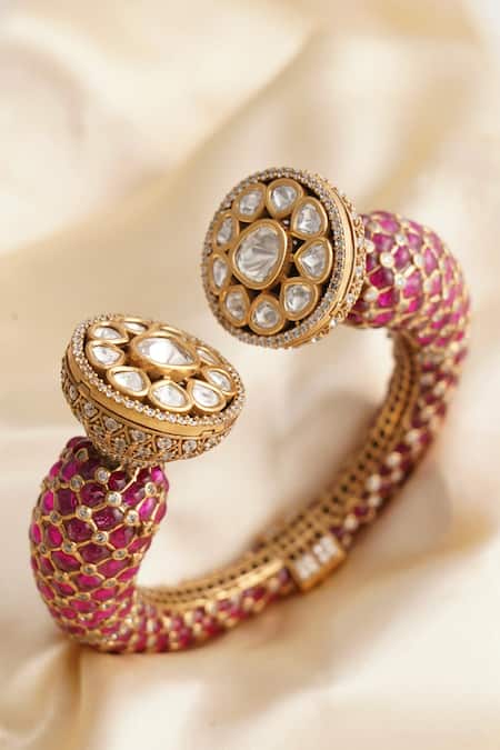 MRJEWELS Meenakari Designer Statement Polki Bangle - Single Pc 