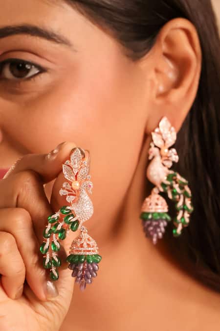 MRJEWELS Peacock Shaped Earrings 