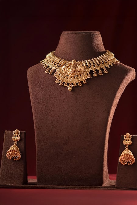 MRJEWELS Lakshmi Grace Temple Necklace Set 