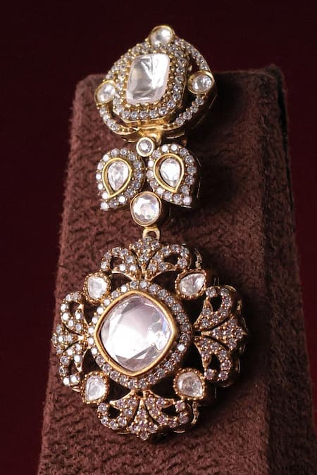 MRJEWELS Victorian Polki Layered Necklace Set 