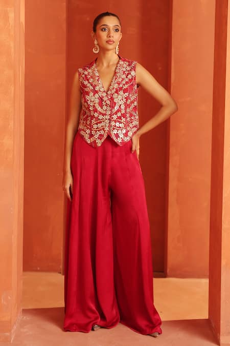 Label Astha Chhabra Embroidered Waistcoat & Sharara Set 