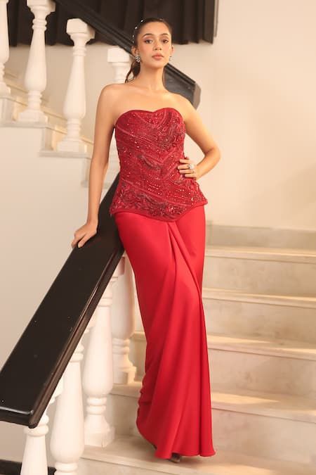 Label Astha Chhabra Tonal Embellished Corset & Skirt Set 