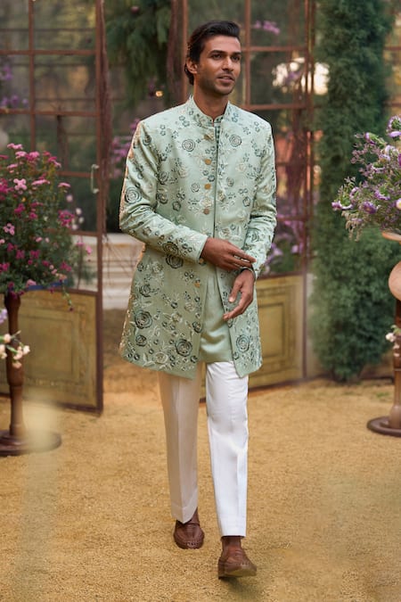Seema Gujral Tonal Embroidered Sherwani Set 