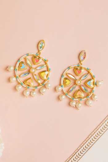 Bauble Bazaar_Multi Color Beads, Pearls, Crystals Every Time I See You Earrings _at_Aza_Fashions