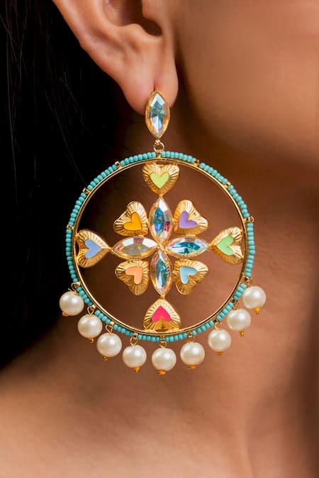 Buy_Bauble Bazaar_Multi Color Beads, Pearls, Crystals Love Like This Earrings _Online_at_Aza_Fashions