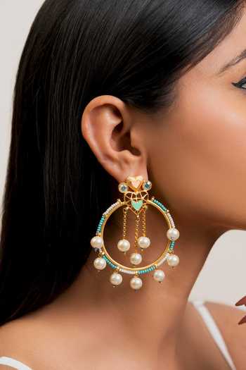 Shop_Bauble Bazaar_Multi Color Beads, Pearls, Crystals The Whole Story Earrings _Online_at_Aza_Fashions