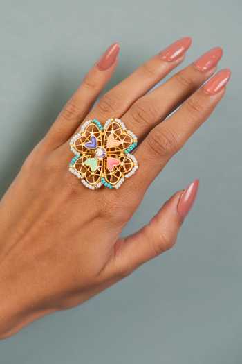 Bauble Bazaar_Multi Color Beads, Crystals Stay With Me Ring _Online_at_Aza_Fashions