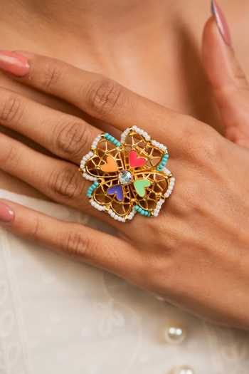 Buy_Bauble Bazaar_Multi Color Beads, Crystals Stay With Me Ring _Online_at_Aza_Fashions