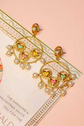 Buy_Bauble Bazaar_Multi Color Pearls Cross My Heart Earrings _Online_at_Aza_Fashions