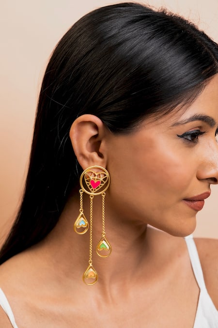 Bauble Bazaar All The Little Things Gold Heart Danglers Earrings 