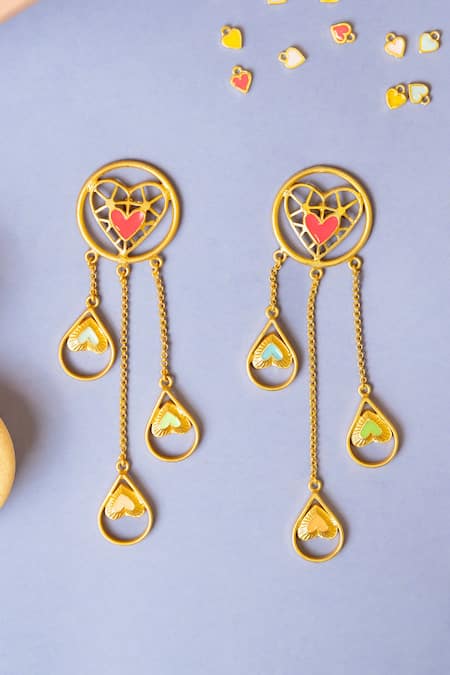Bauble Bazaar All The Little Things Gold Heart Danglers Earrings 