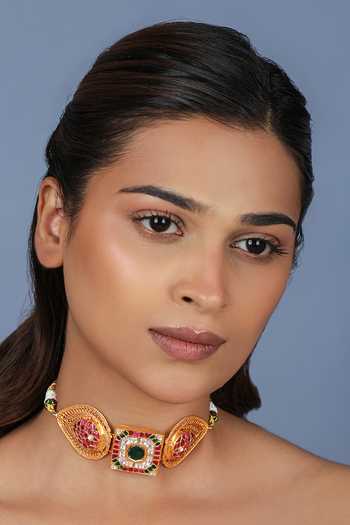 Buy Riana Jewellery Multi Color Kundan Stone Embellished Choker at Aza Fashions Buy_Riana Jewellery_Multi Color Kundan Stone Embellished Choker _at_Aza_Fashions