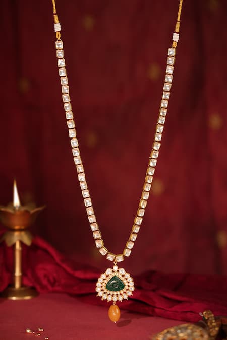 Riana Jewellery Jadau Long Teardrop Pendant Necklace 