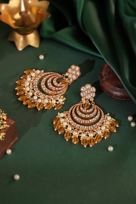 Riana Jewellery Gold Plated Chandbali Earrings 