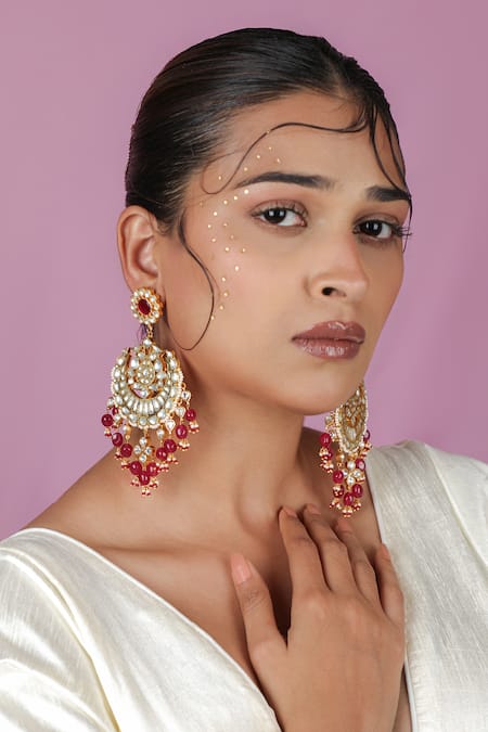 Riana Jewellery Contrast Beaded Chandbali Earrings 