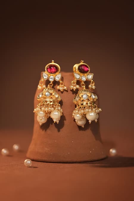 Riana Jewellery Pearl Drops Jhumkas 